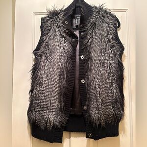 Aqua faux fur vest size S